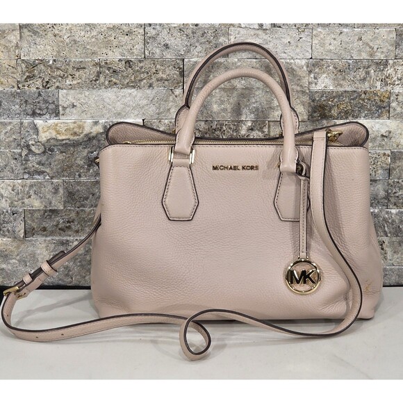 Michael Kors Handbags - Michael Kors Camille Leather Satchel Crossbody Soft Pink Large Classic Purse